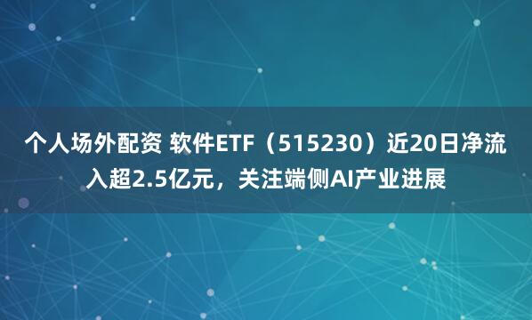 个人场外配资 软件ETF（515230）近20日净流入超2.5亿元，关注端侧AI产业进展